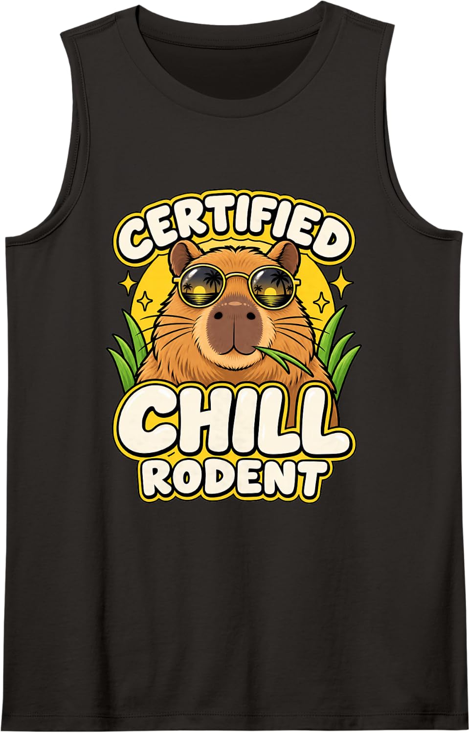 Capybara Certified Chill Rodent Funny Animal Lover Tank Top - Black
