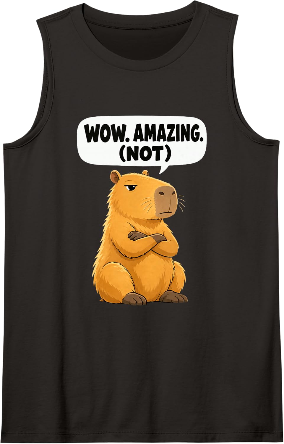 Capybara Wow Amazing Not Sarcastic Funny Animal Humor Tank Top - Black