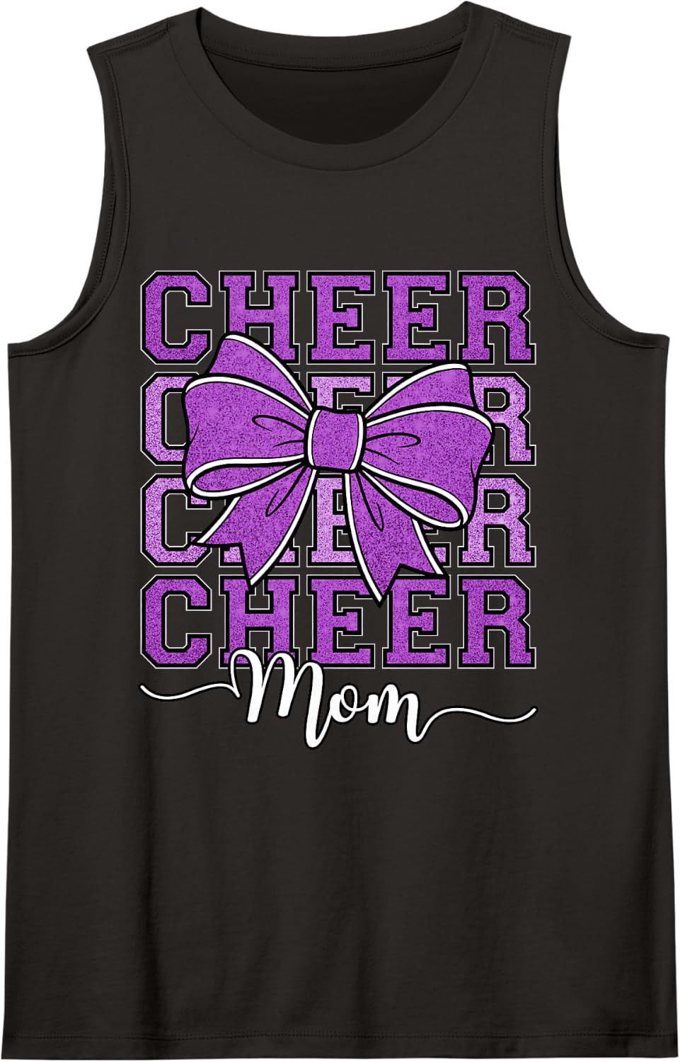 Cheer Mom Mama Bow Sport Cheerleader Cheerleading Sleeveless Tank Top - Black