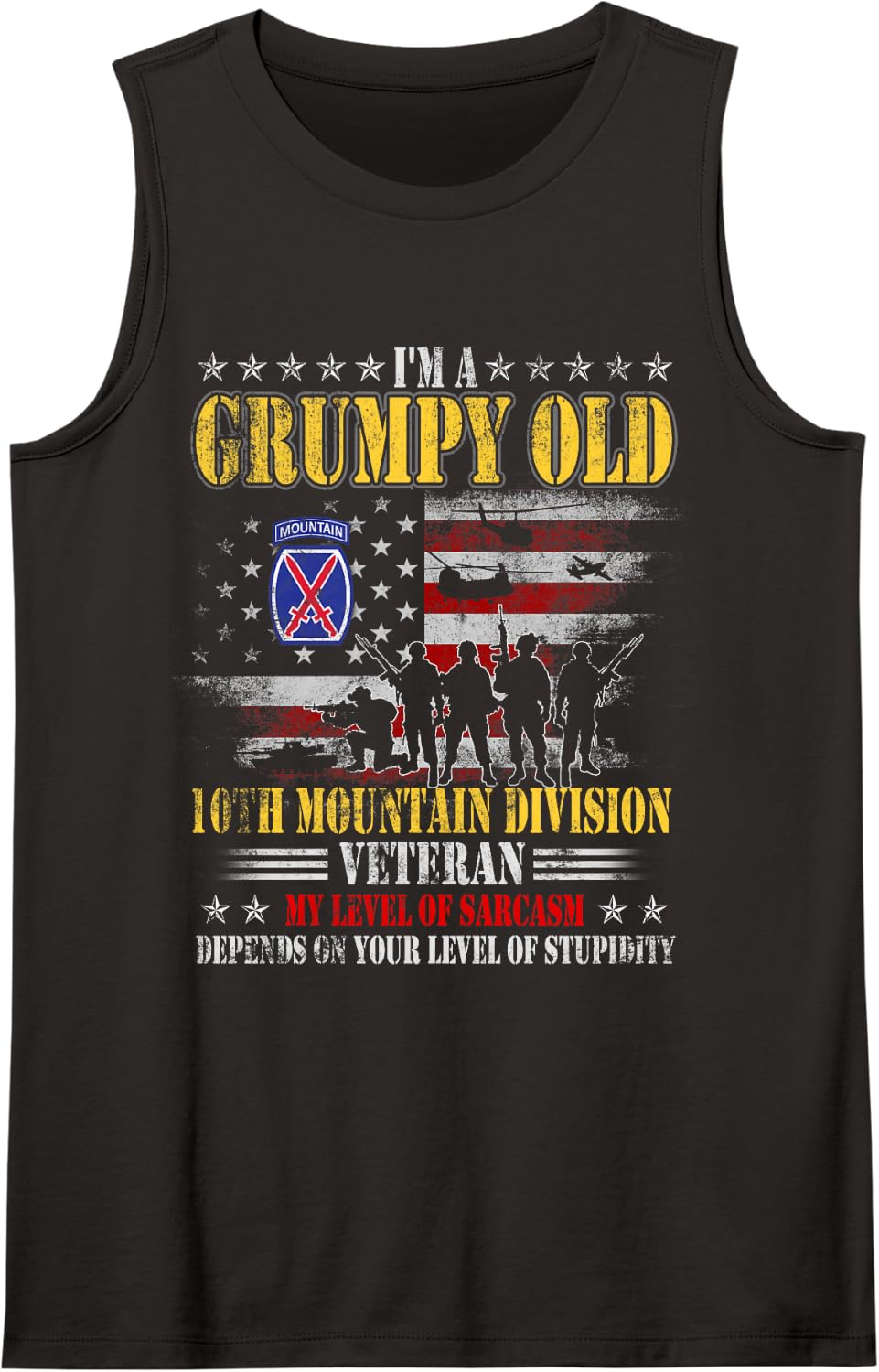 Grumpy Old 10th Mountain Division Veteran Shirt Veterans Day Tank Top - Black
