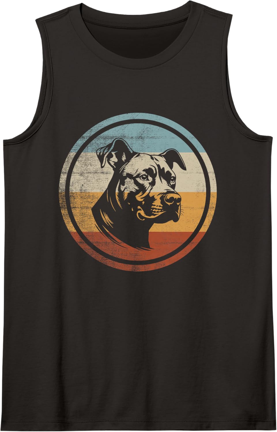 Retro Style American Pitbull Terrier Dog Tank Top - Black