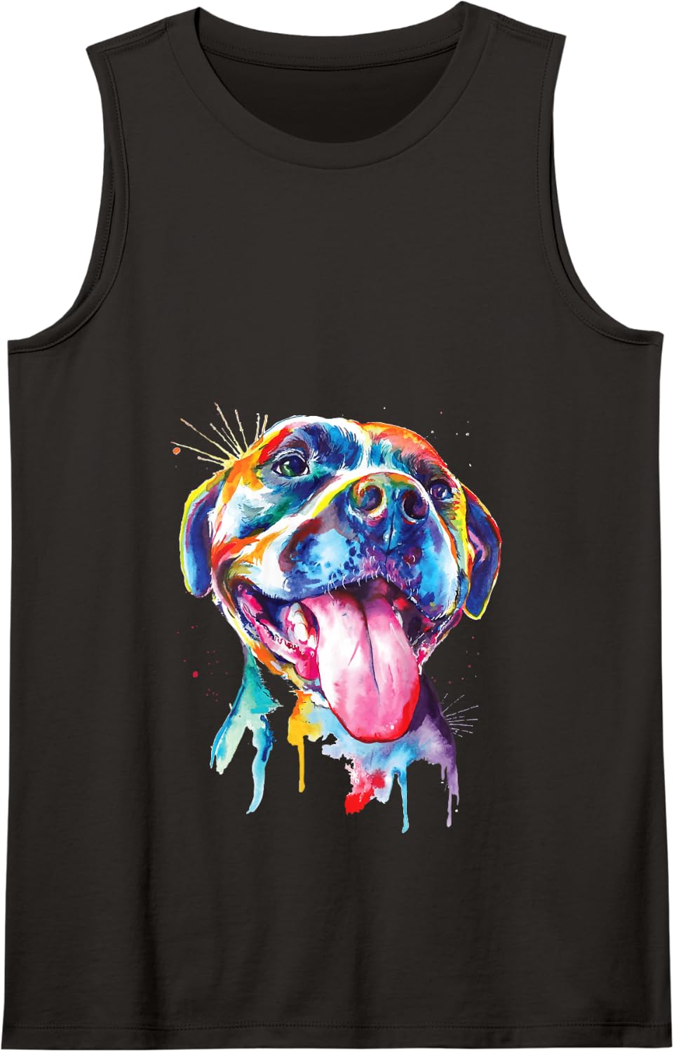 Pitbull Artistic Splash Art Animal Colourful Dog Breed Gift Tank Top - Black