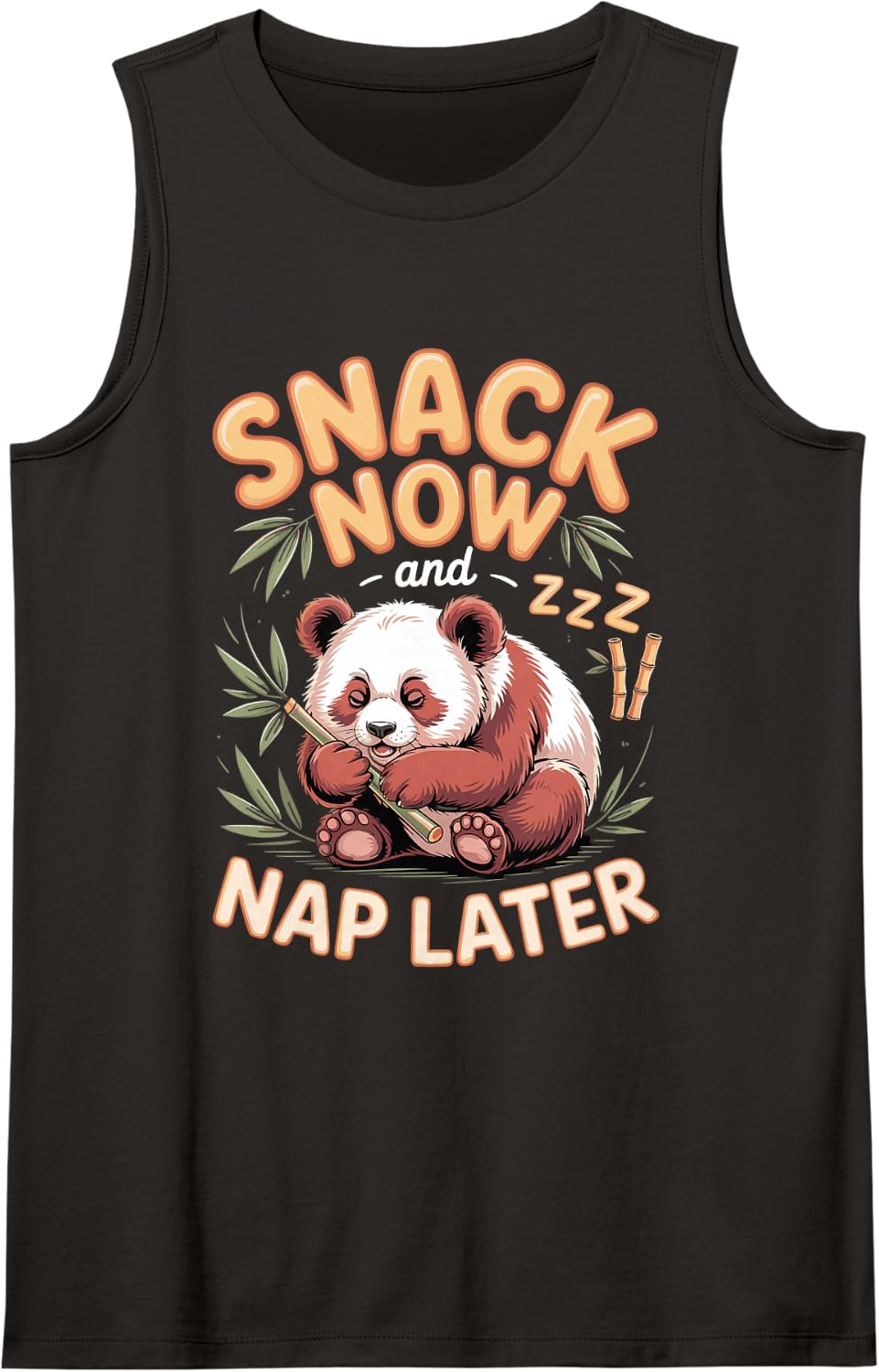 Snack Now Nap Later Red Panda Wildlife Animal Sleeveless Tank Top - Black