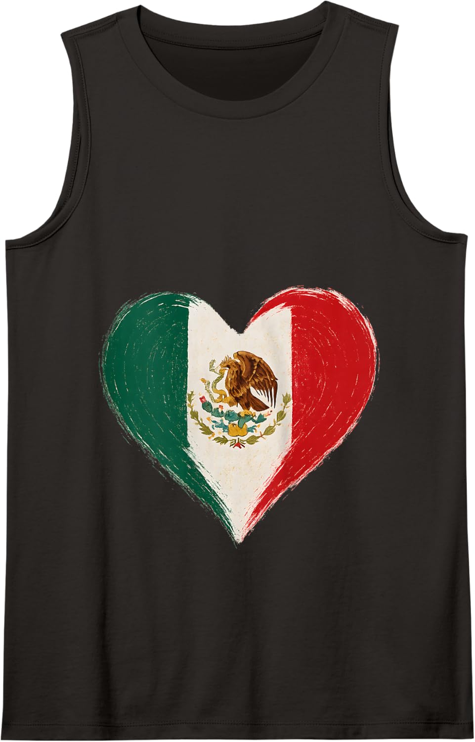 Mexican Mexico Flag Heart Tank Top - Black