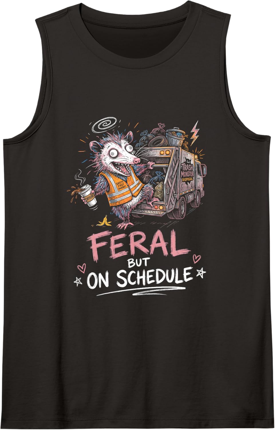 Garbage Truck Feral Sleeveless Tank Top - Black