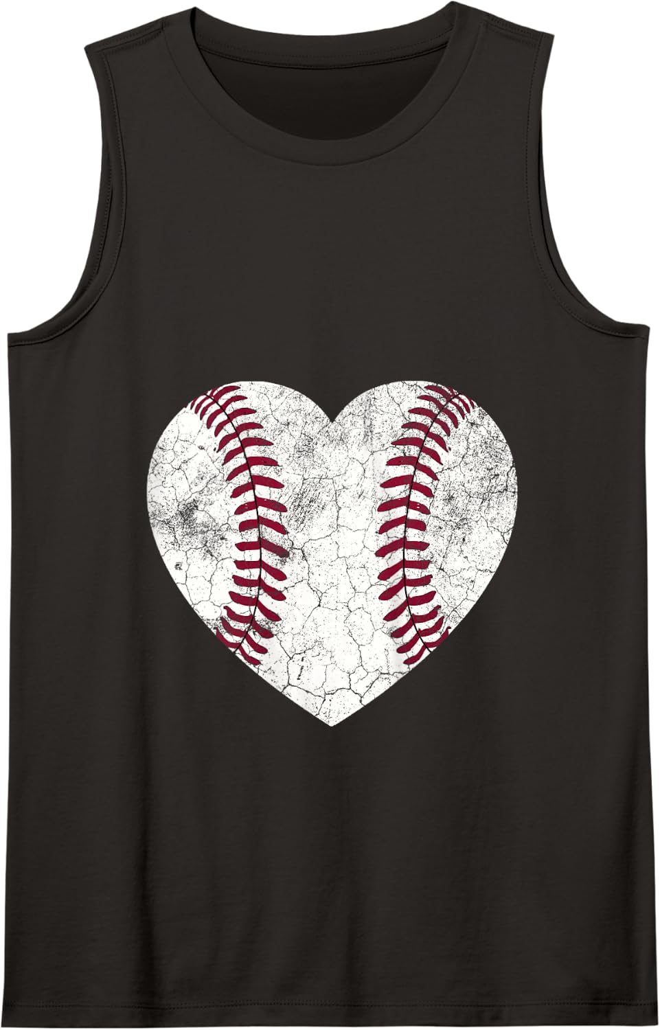 Distressed Heart Baseball Heart Mom Mama Tank Top - Black