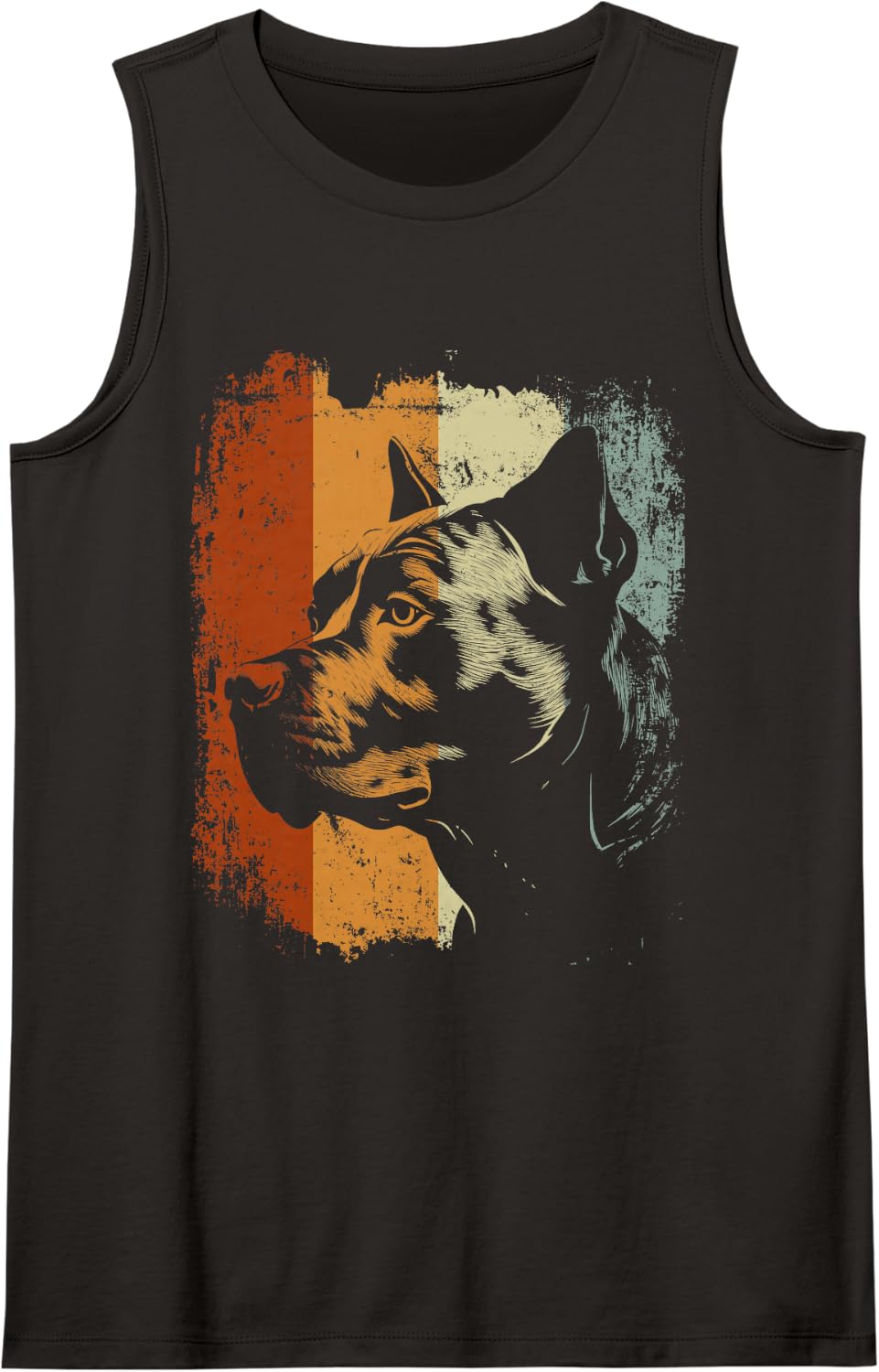 Retro Style Vintage Design American Pitbull Terrier Dog Tank Top - Black