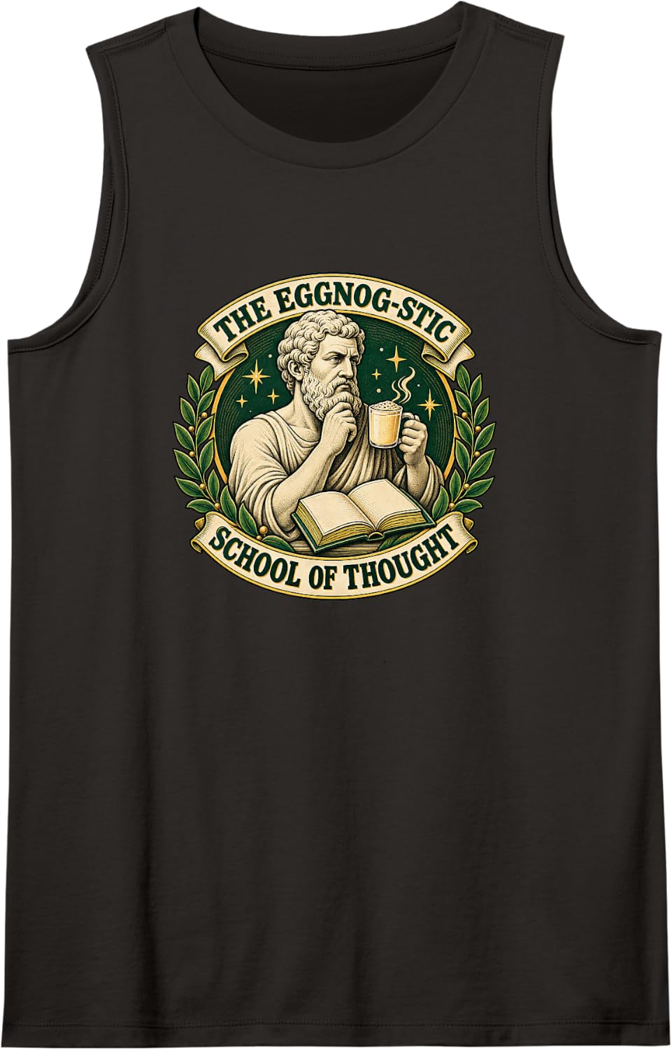 Eggnogstic School Thought Pun Philosopher Sleeveless Tank Top - Black