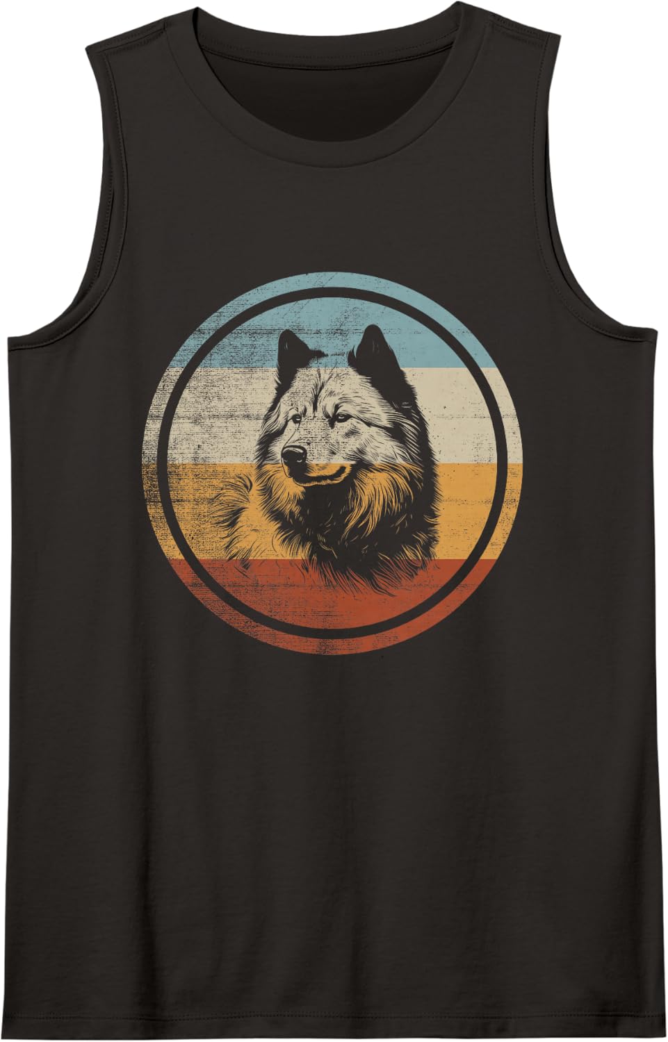 Retro Design Samoyed Dog Tank Top - Black