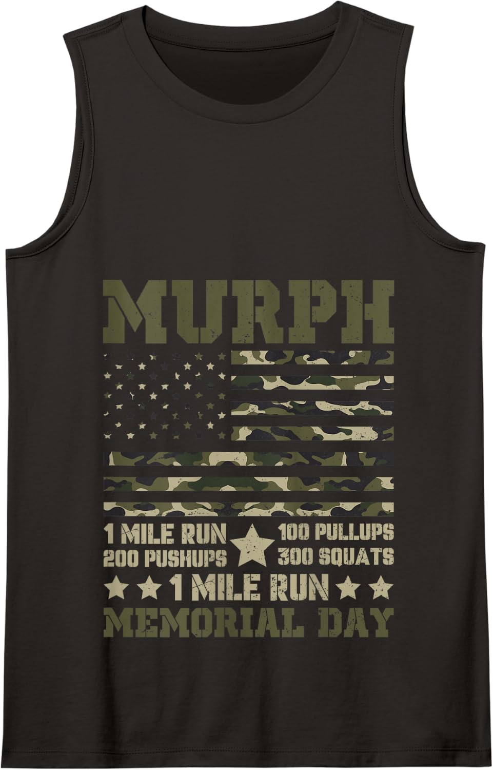 Murph 1 Mile Run 100 Pullups 200 Pushups 300 Squats 1 Mile R Tank Top - Black
