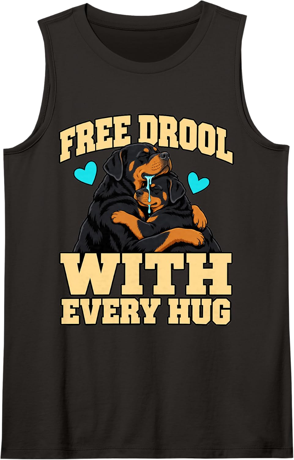 Rottweiler Free Drool with Every Hug Dog Dad Funny Sleeveless Tank Top - Black