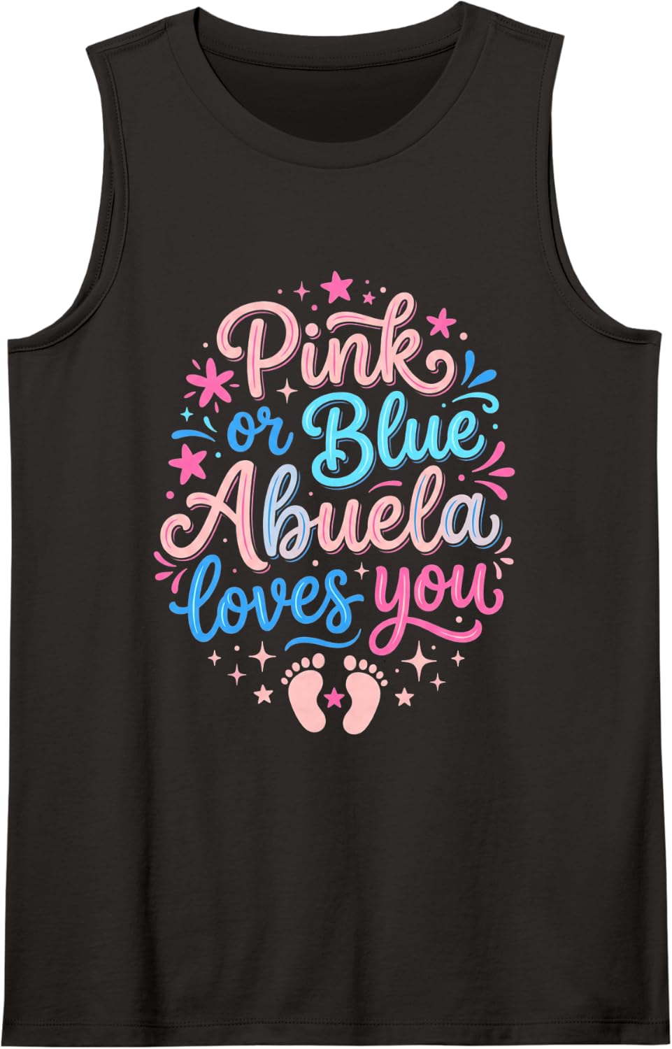 Pink or Blue Abuela Loves You Gender Reveal Sleeveless Tank Top - Black