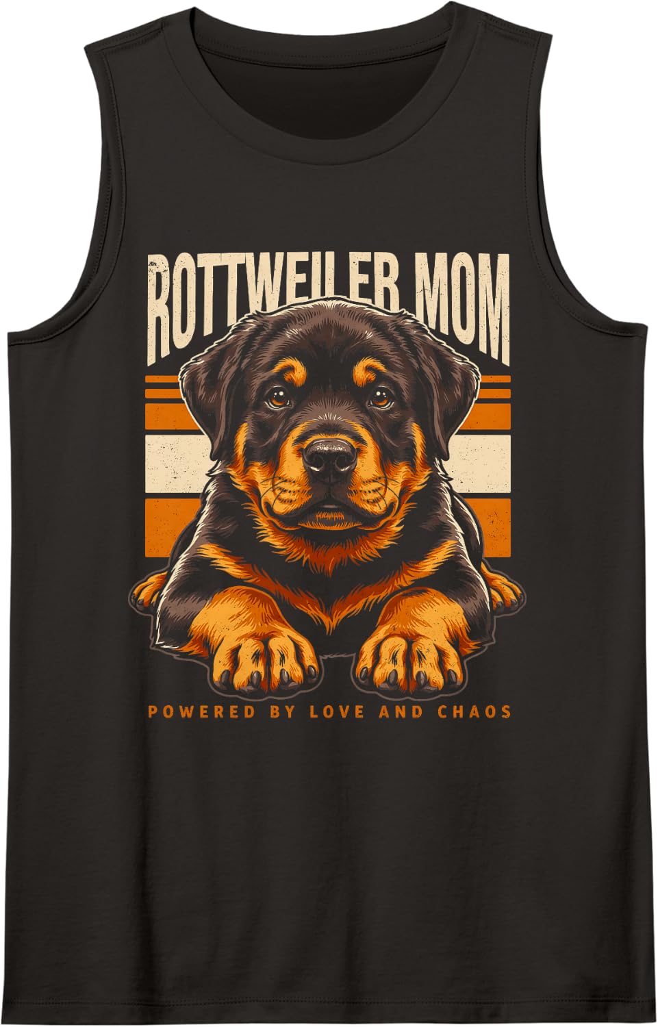 Rottweiler Mom Powered By Love and Chaos Sleeveless Tank Top - Black