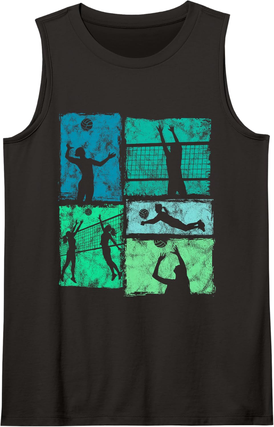 Vintage Volleyball Players in Action for Women and Girls Sleeveless Tank Top - Black