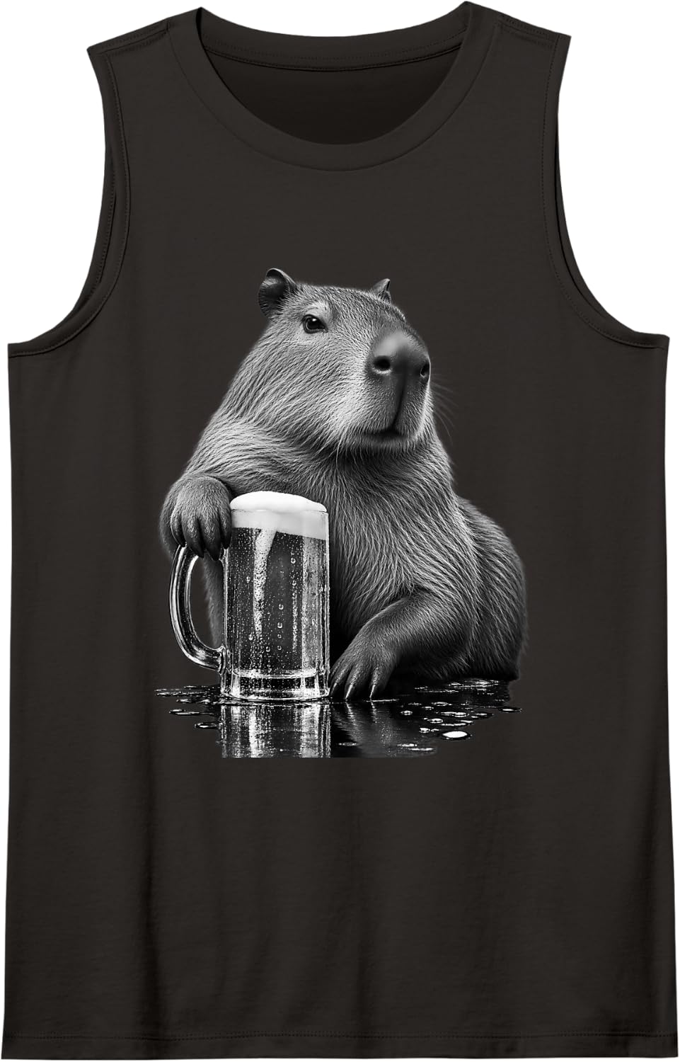 Funny Capybara Drinking Beer Chill Animal Humor Tank Top - Black