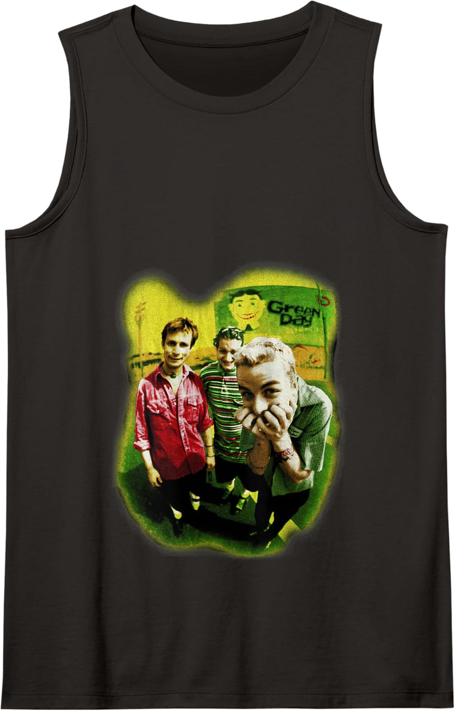 Green Day Neon Photo Tank Top - Black