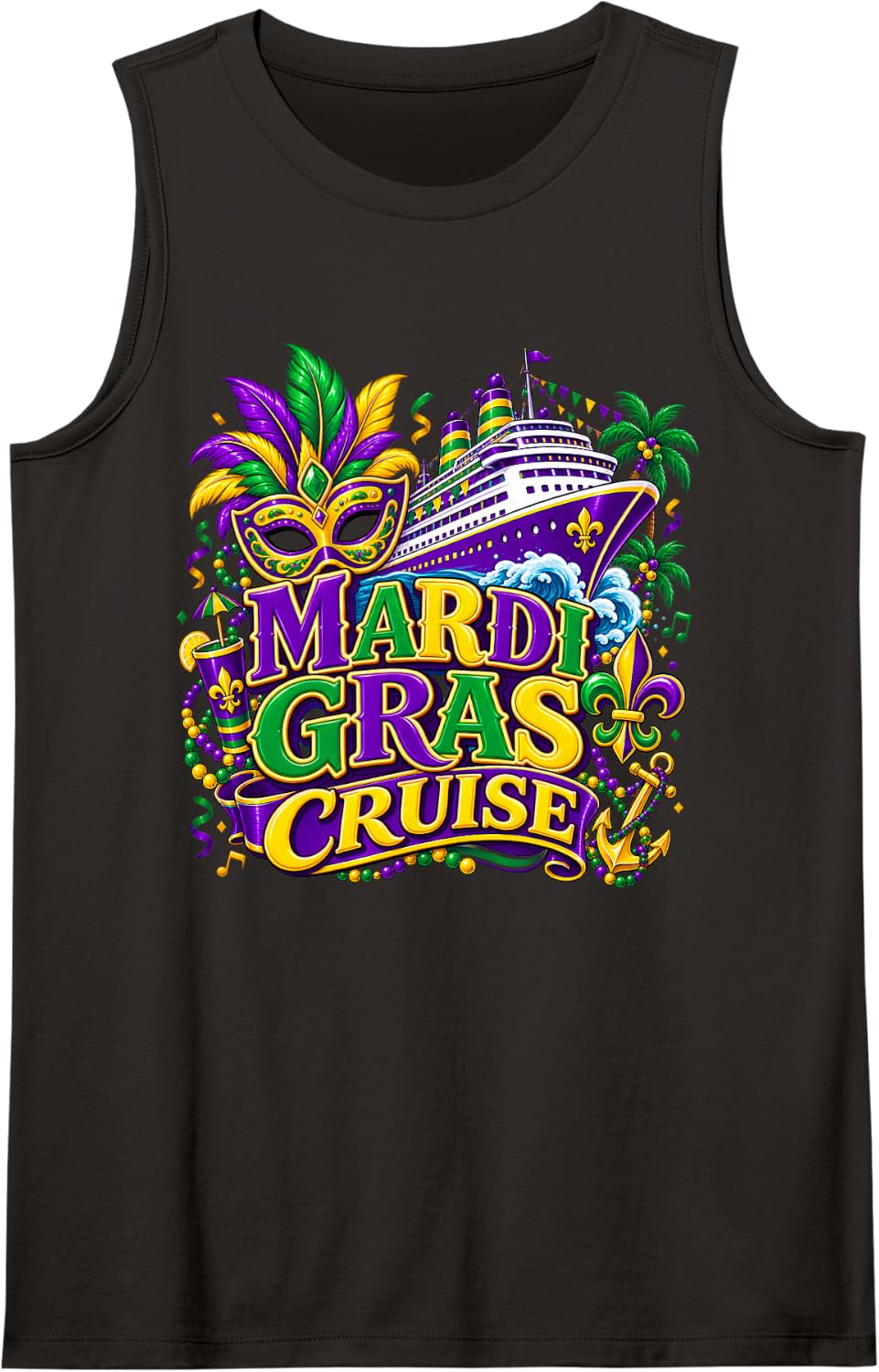 Mardi Gras Cruise 2027 Carnival New Orleans Men Women Kids Sleeveless Tank Top - Black