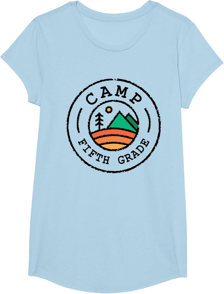 Camp Fifth Grade Teacher Adventure School T-Shirt - Girls Baby Blue