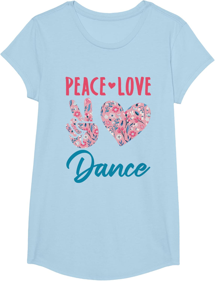 Peace Love Dance Cute Dancing Girls Toddlers T-Shirt - Girls Baby Blue