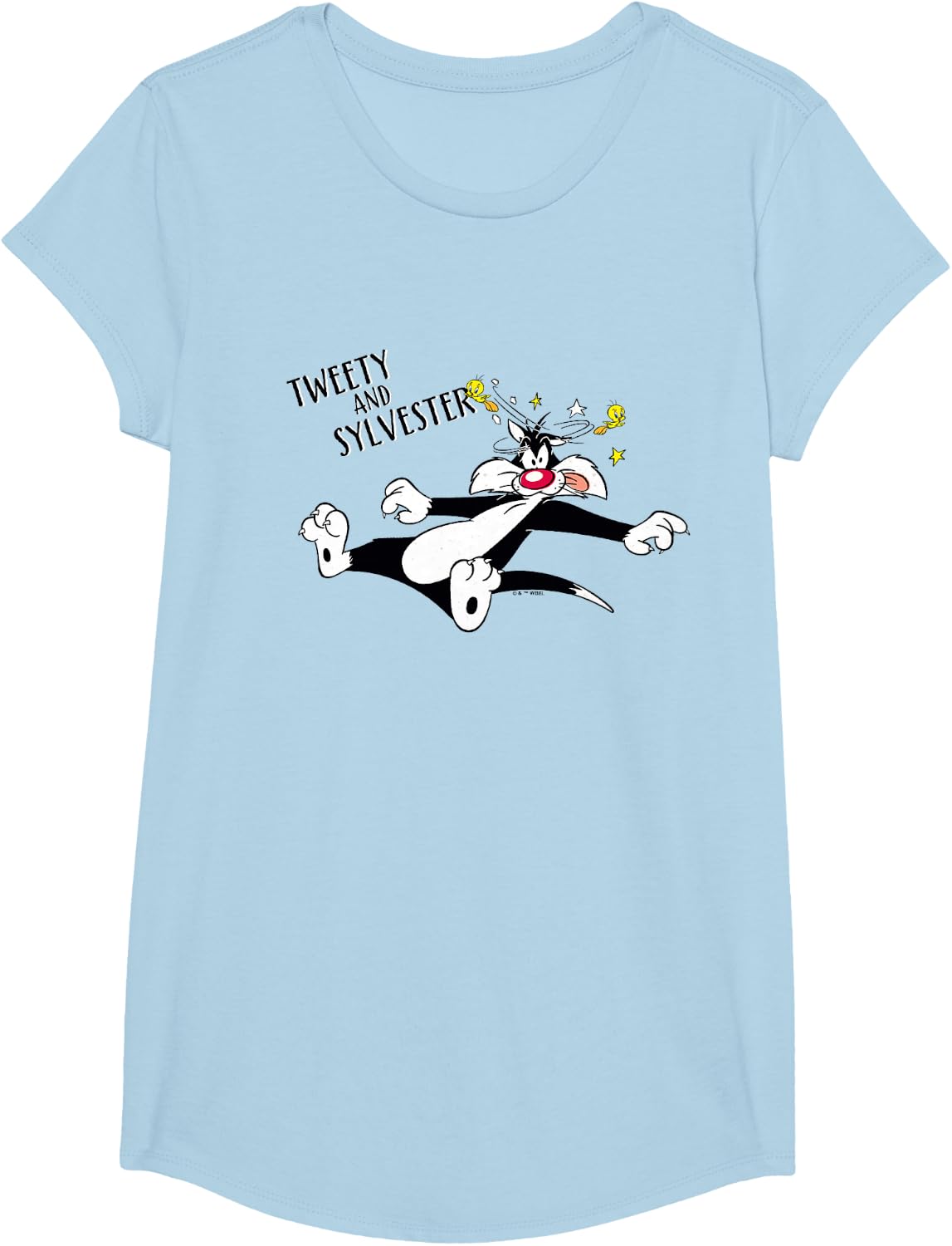 Looney Tunes Dizzy Sylvester and Tweety T-Shirt - Girls Baby Blue