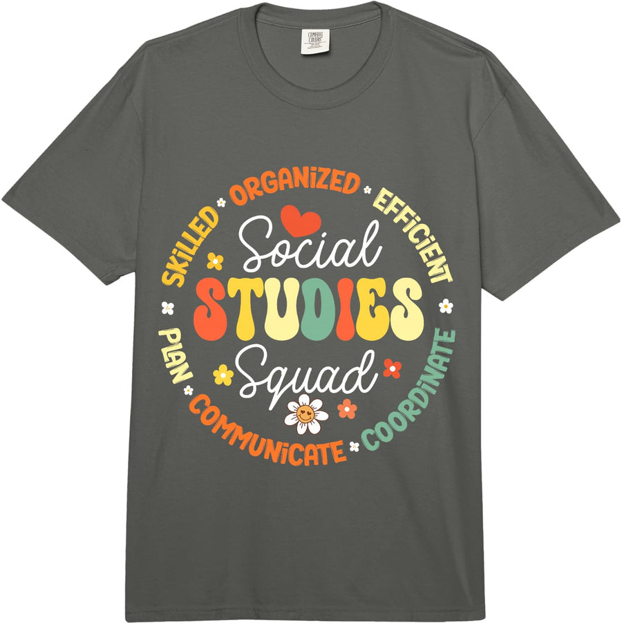 Social Studies Squad Teacher Back to School First Day Comfort Colors Adult Heavyweight T-Shirt - Adult Unisex Dark Grey