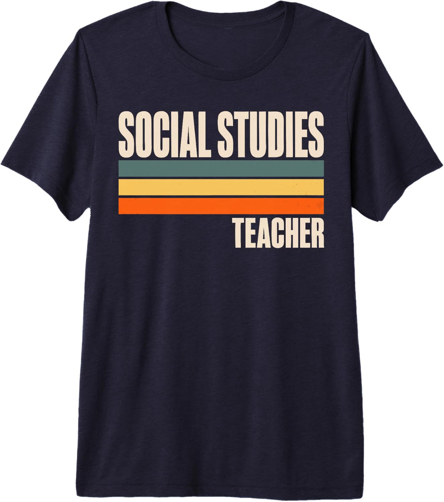Retro Social Studies Teacher Premium Tri-Blend T-Shirt - Navy Blue