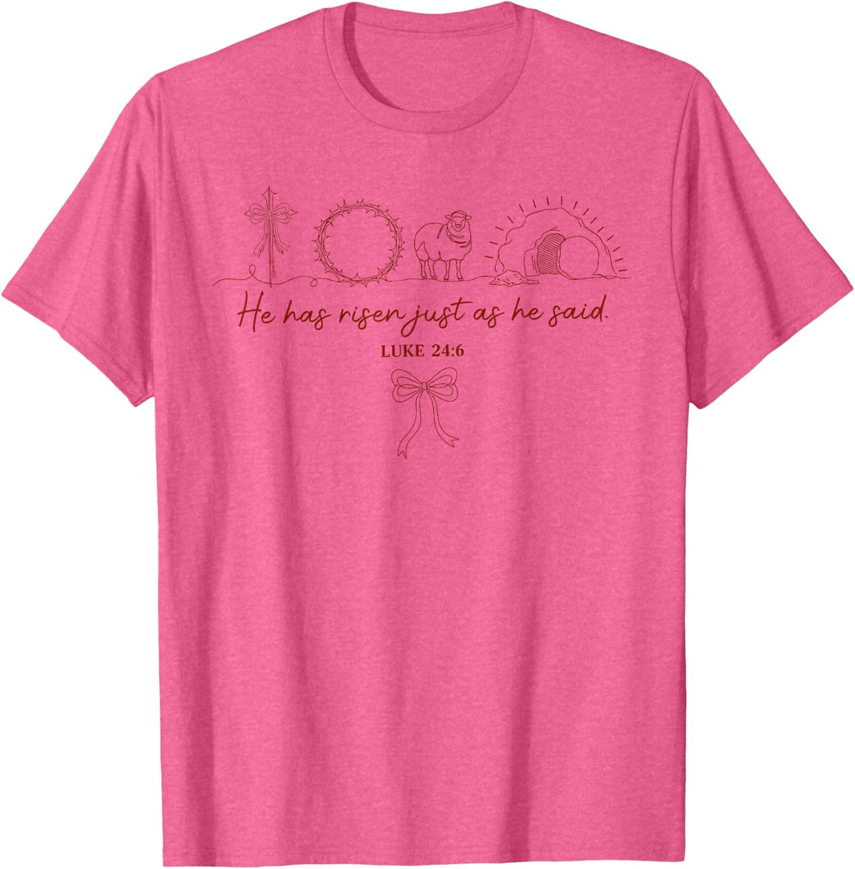 He Has Risen Just As He Said Happy Easter Jesus Christian T-Shirt - Pink Heather