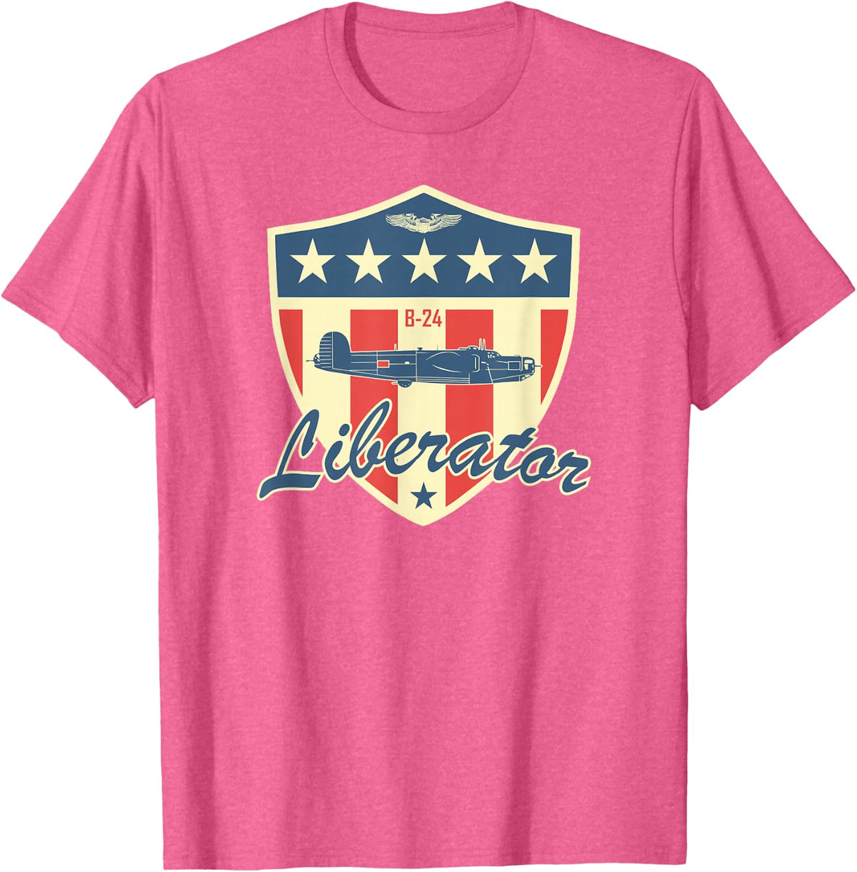 WW2 Air Force Bomber Airplane T shirt - B-24 Liberator T-Shirt - Pink Heather