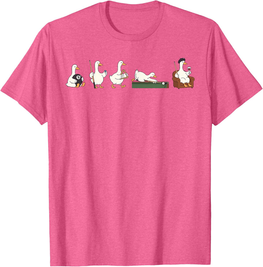 Billiards Lover Funny Billiards Snooker Silly Goose Playing T-Shirt - Pink Heather