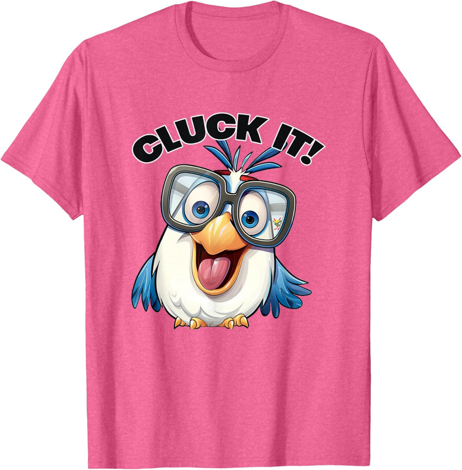Funny Cartoon Bird with Glasses Saying T-Shirt - Pink Heather