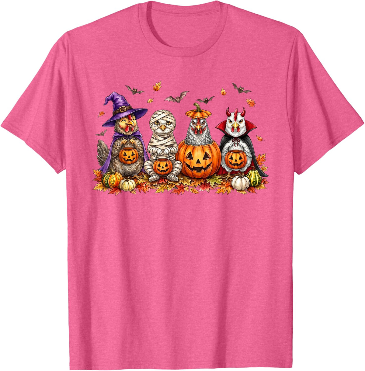 Spooky Halloween Chicken Pumpkin Costume Farm Men Women T-Shirt - Pink Heather