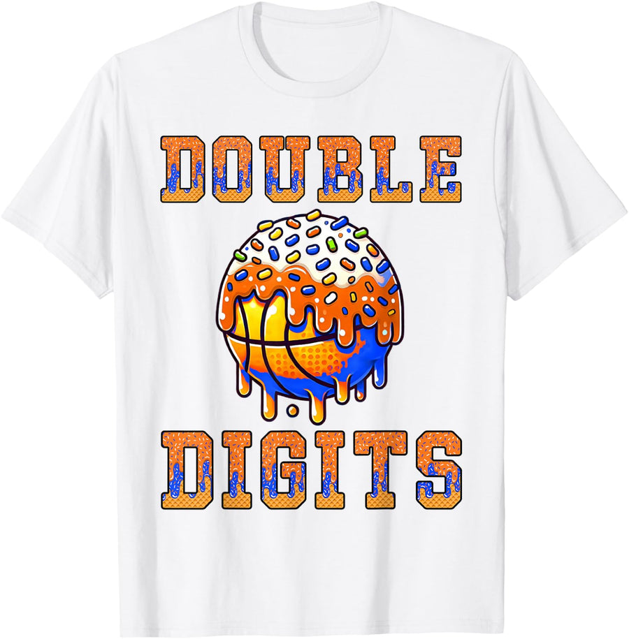 Basketball Drip 10 Year Old Boy Birthday Shirt Double Digits T-Shirt - White