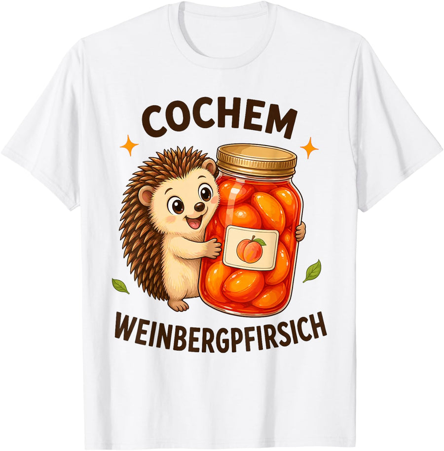 Hedgehog Cochem Mosel Vineyard Peach Germany Souvenir T-Shirt - White