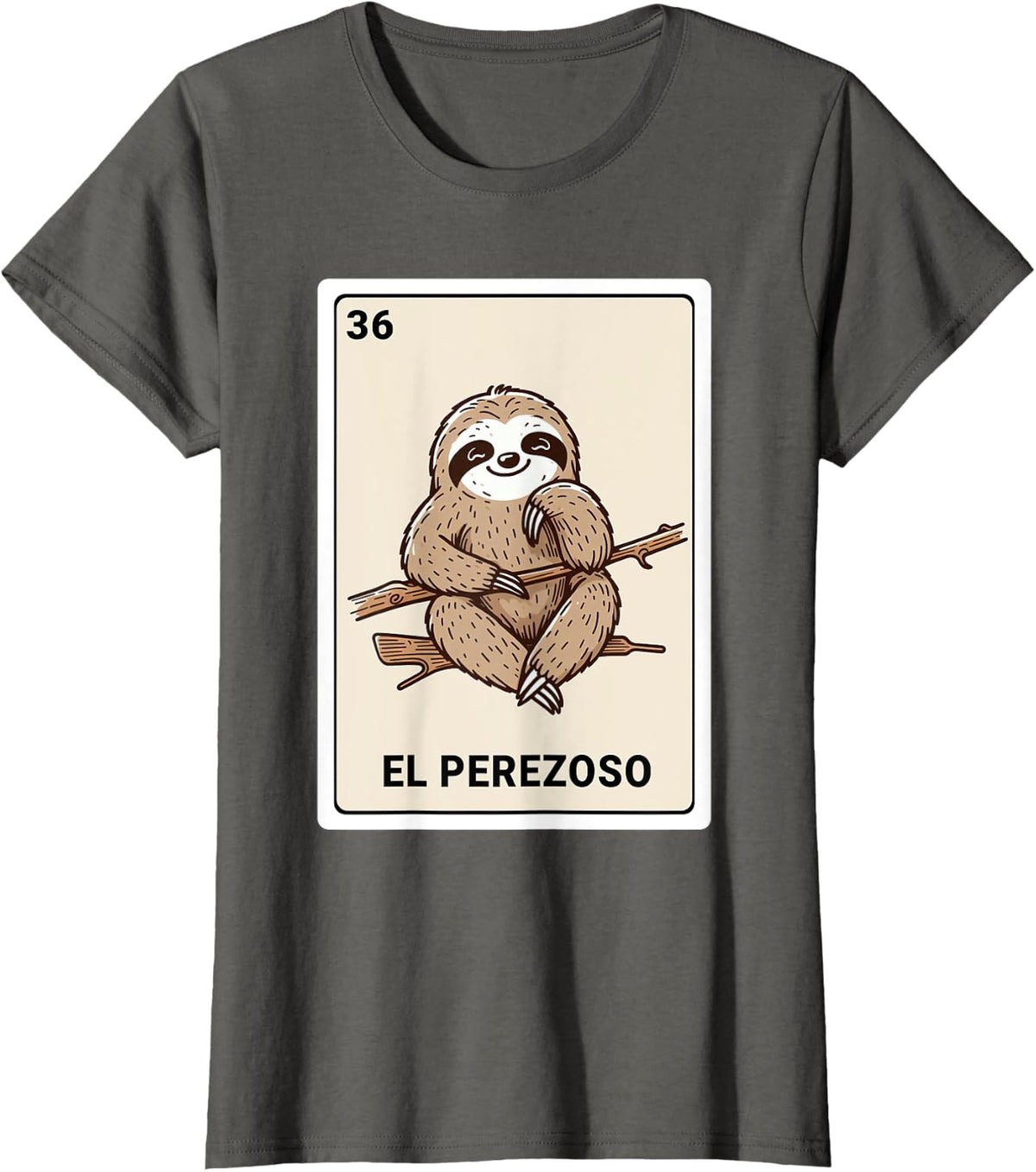 El Perezoso The Lazy Sloth Slang Chicano Mexican Bingo Card T-Shirt - Asphalt Grey