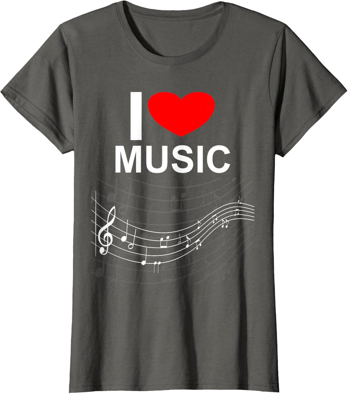 I Love Music T-Shirt - Asphalt Grey
