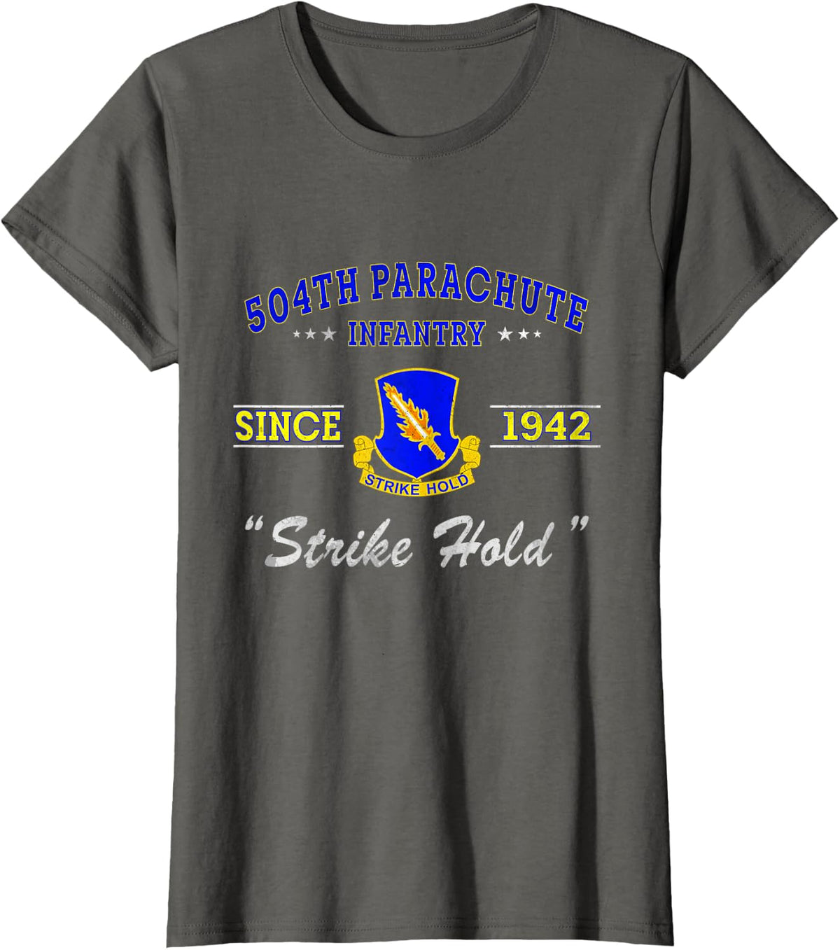 504th Parachute Infantry Regiment Veteran Military T-Shirt - Asphalt Grey