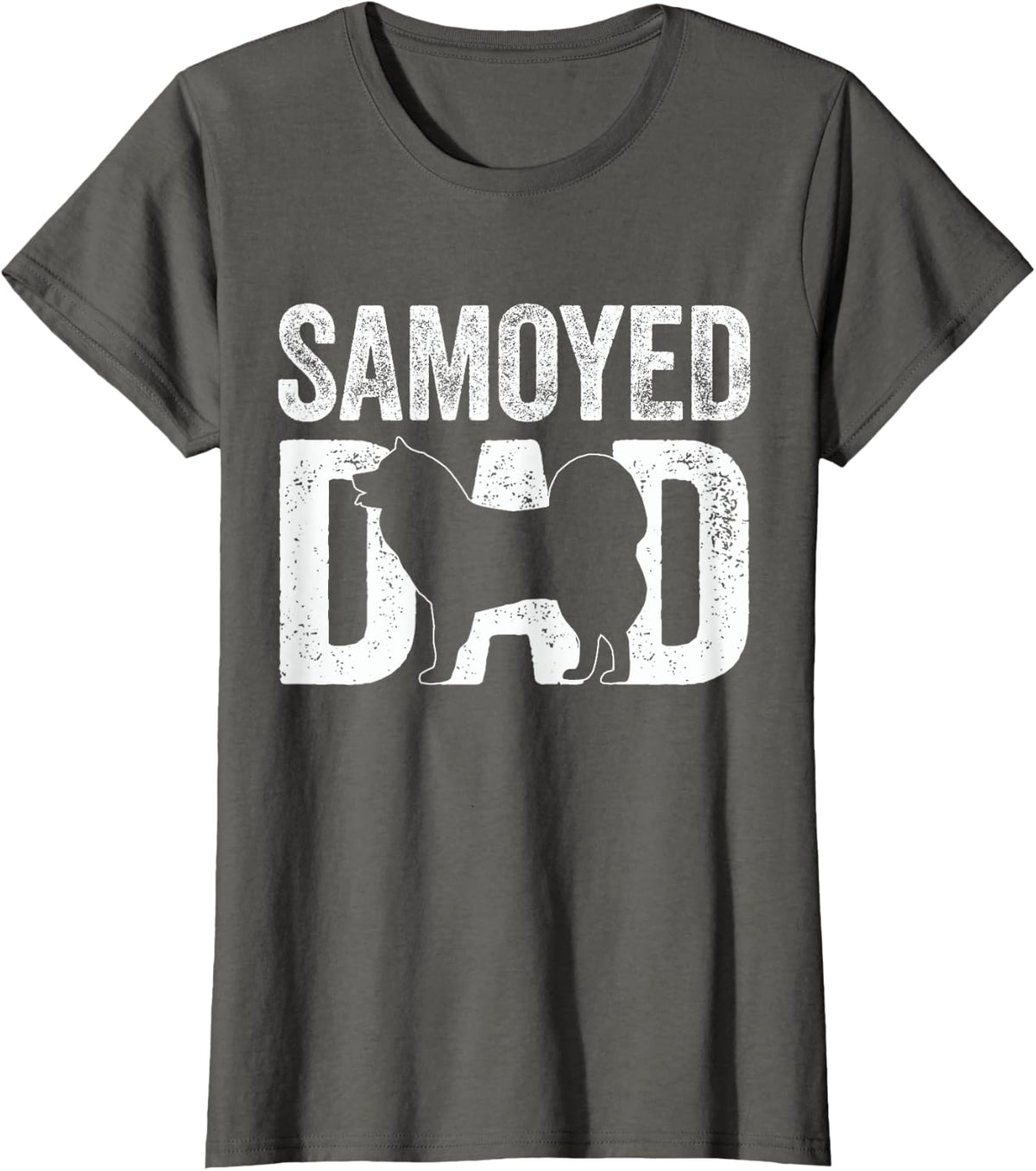 Retro Samoyed Dad Papa Father's Day Samoyed Silhouette T-Shirt - Asphalt Grey