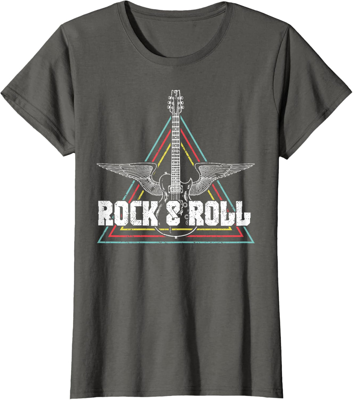 Rock And Roll T-Shirt Vintage RocknRoll Music Guitar Gift T-Shirt - Asphalt Grey