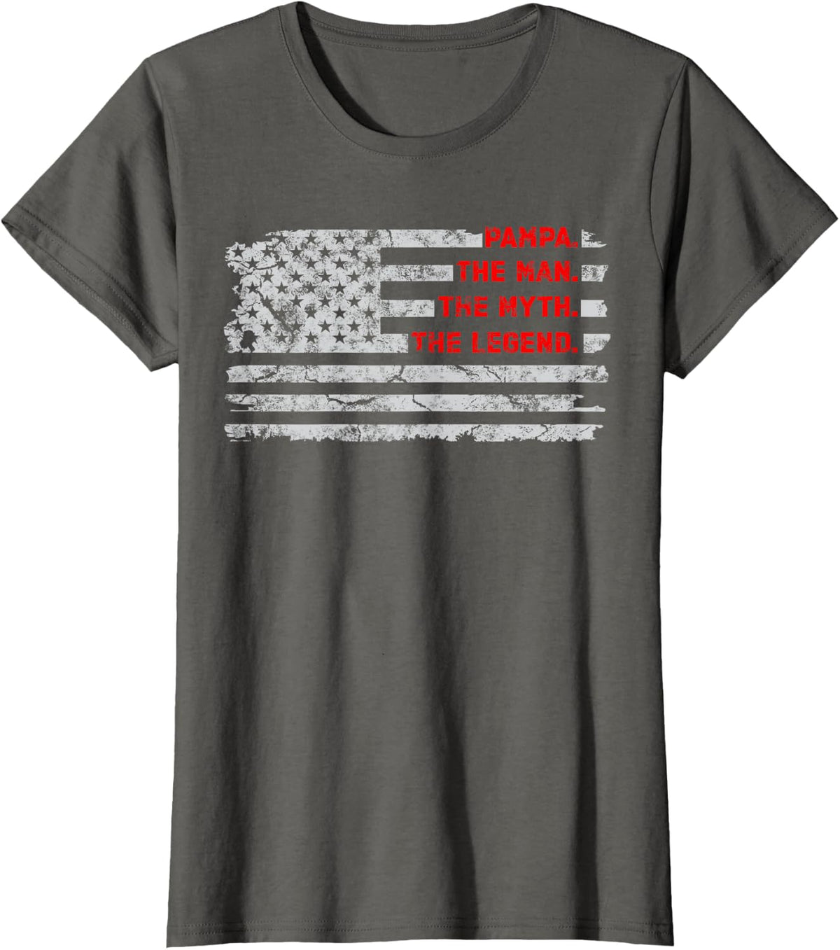Pampa The Man Myth Legend fathers day Vintage American Flag T-Shirt - Asphalt Grey