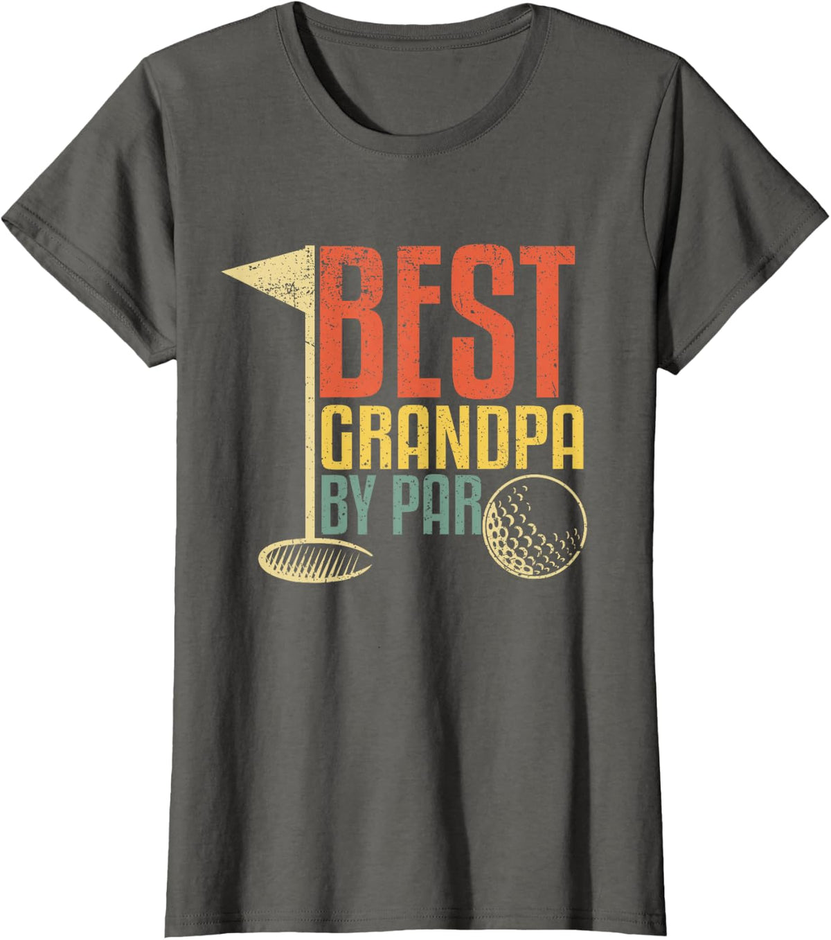 Best Grandpa By Par Retro Funny Golf Player Papa Fathers Day T-Shirt - Asphalt Grey