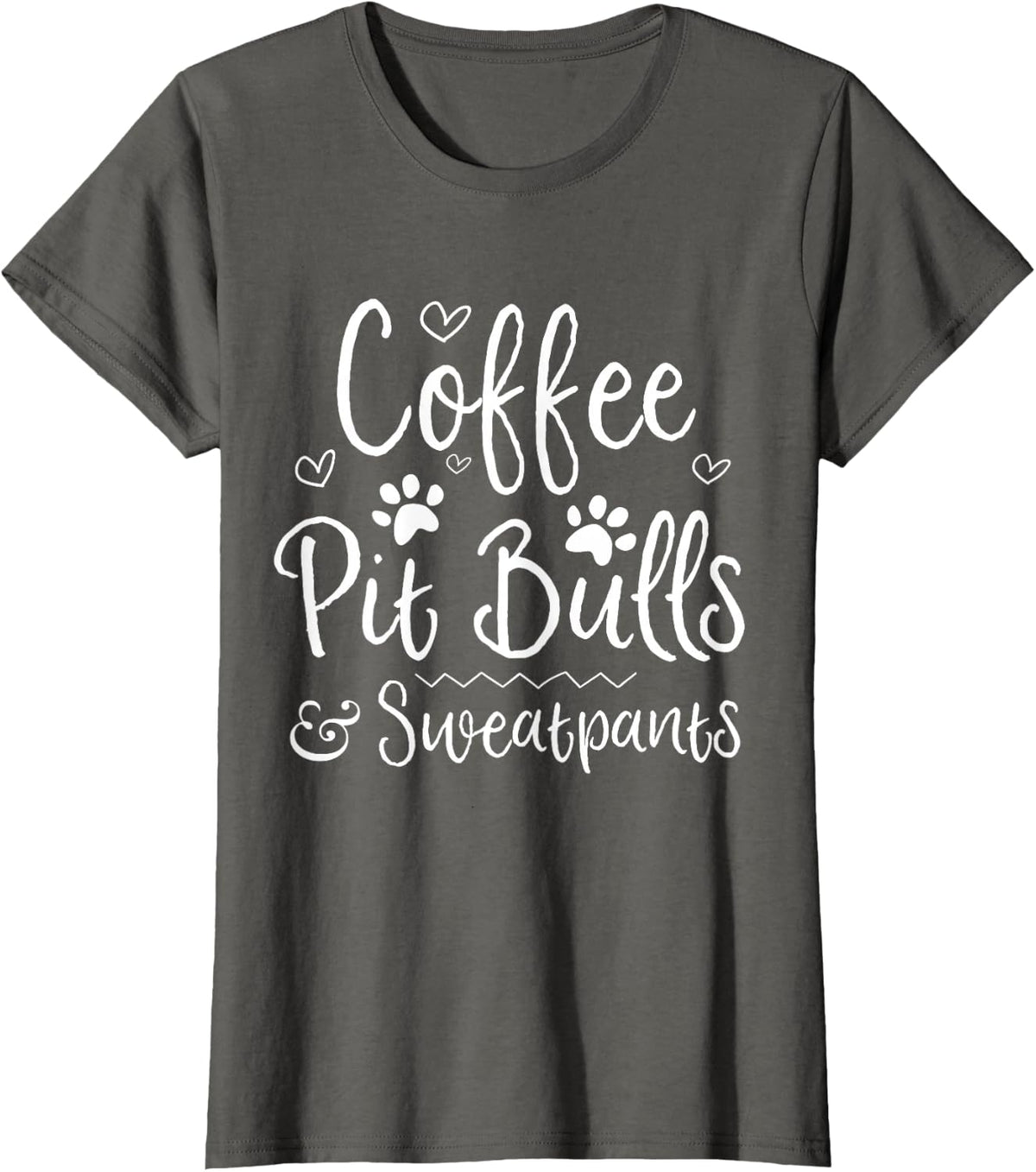 Coffee Pit Bulls & Sweatpants Pittie Mom Graphic T-Shirt - Asphalt Grey