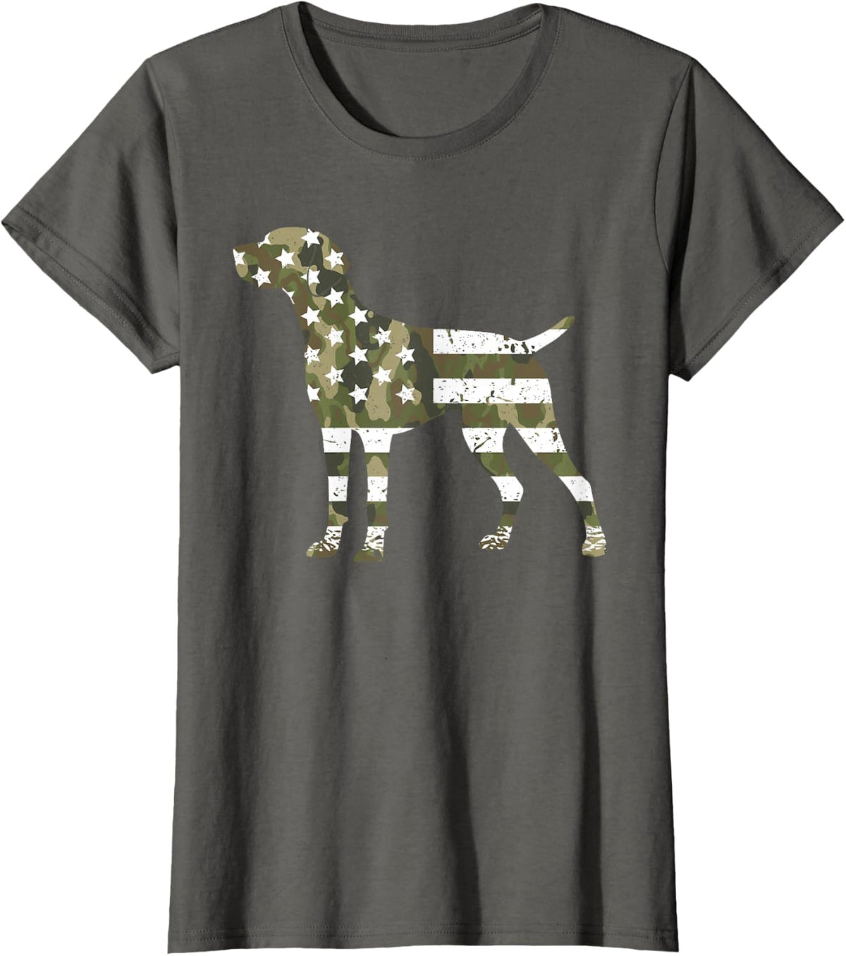 German Shorthaired Pointer US American Flag GSP T-Shirt - Asphalt Grey