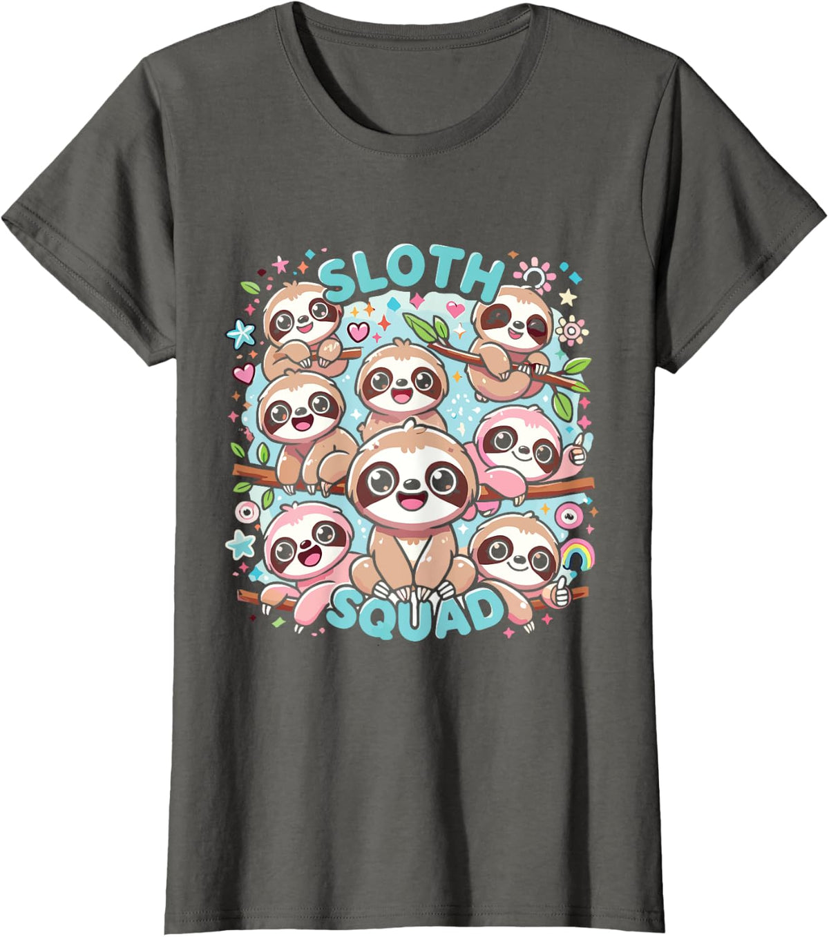 Sloth Squad Cute Sloth T-Shirt - Asphalt Grey