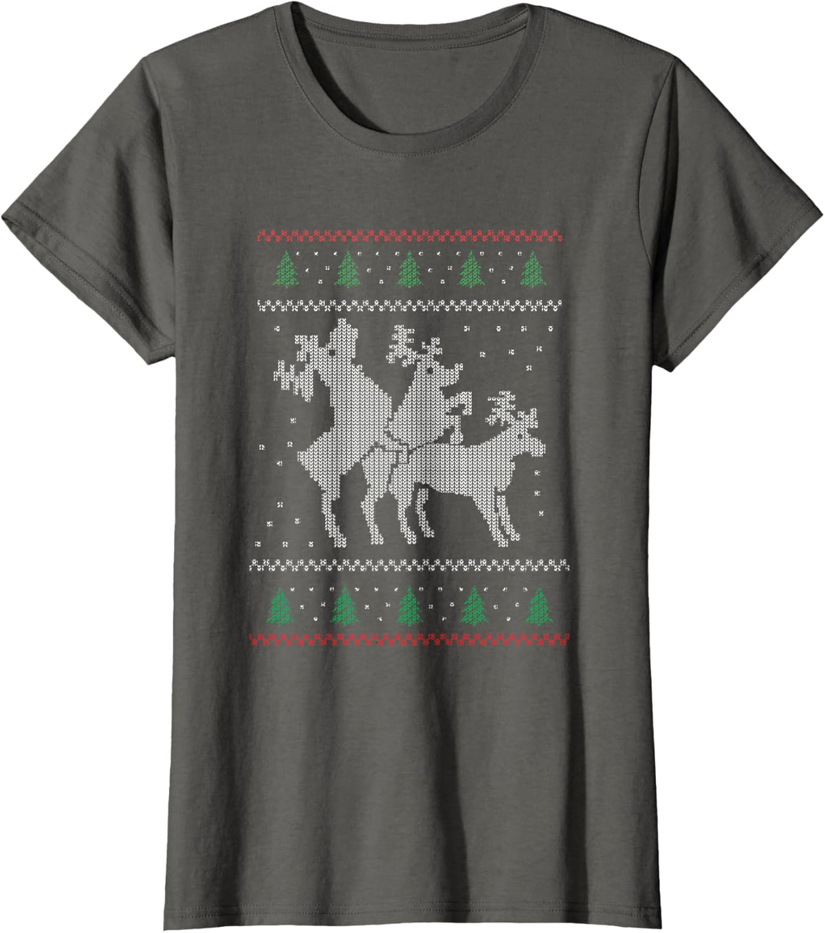 Rentier Dreier Lustiger Xmas Weihnachtspullover Unisex-Adults Reindeer Three Funny Xmas Ugly Christmas Jumper T-Shirt Black