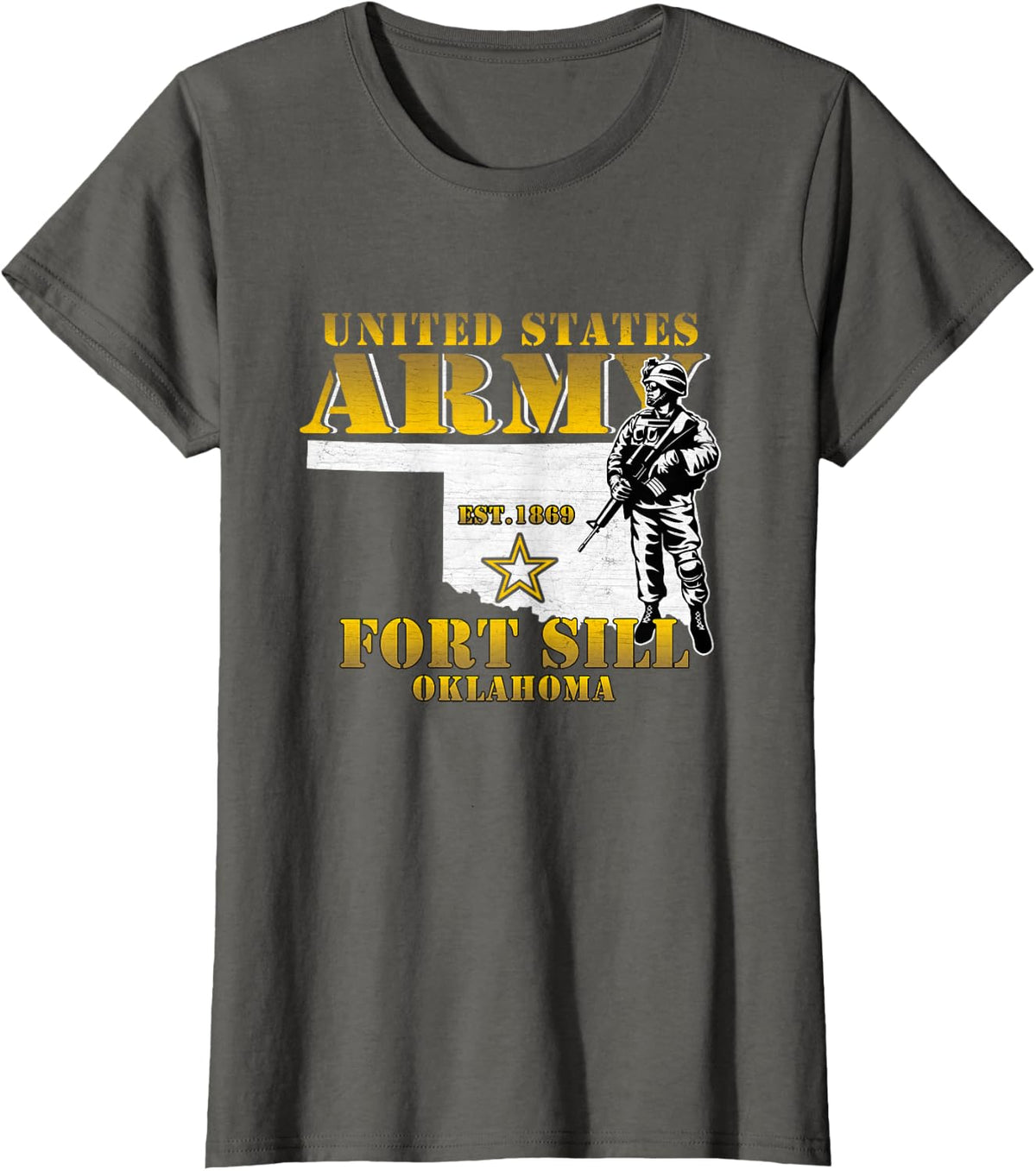 Fort Sill Oklahoma Us Army Base Ft Sill Veterans Vintage T-Shirt - Asphalt Grey