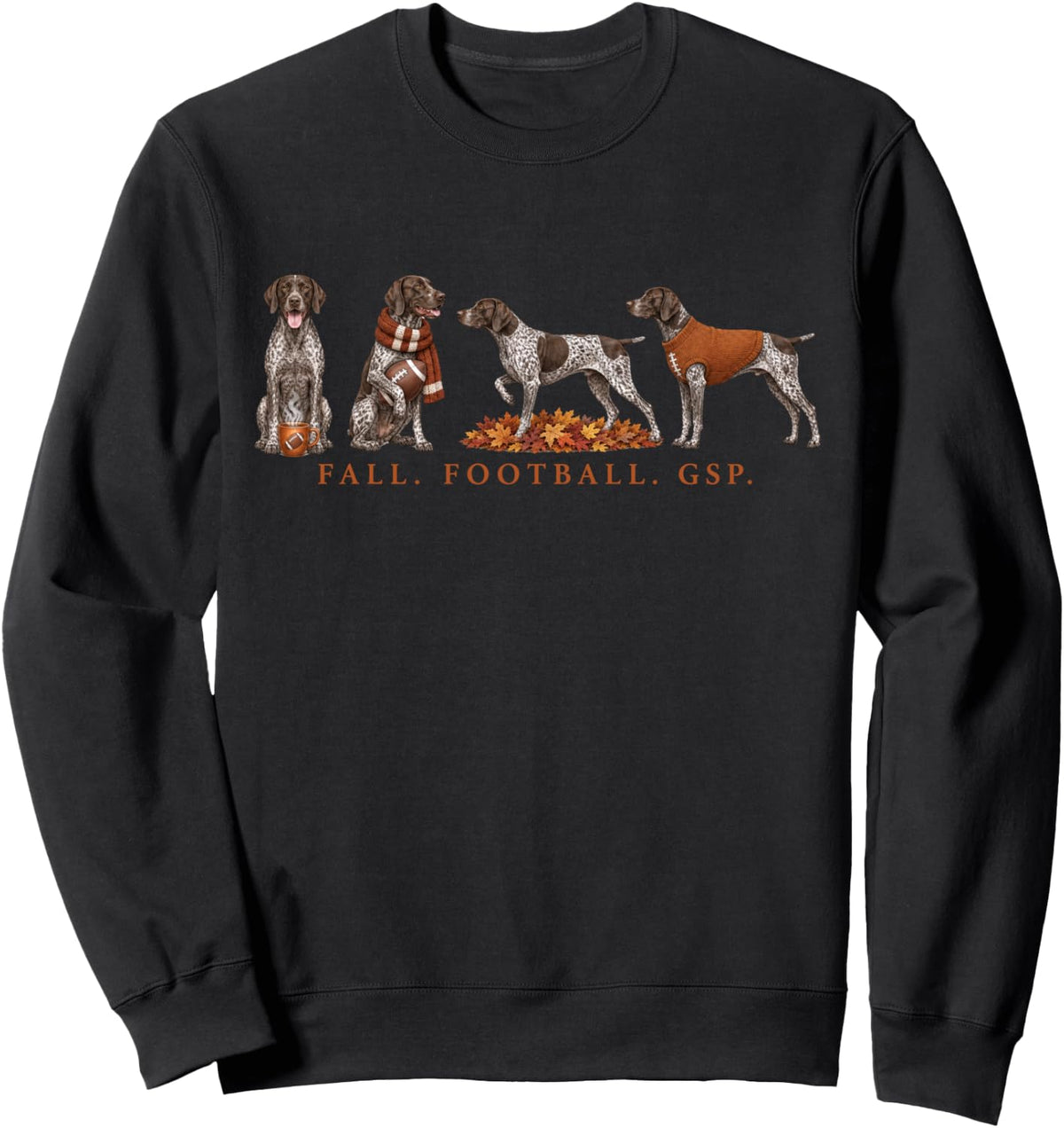 Fall Football GSP Funny German Shorthaired Pointer Dog Mom Sweatshirt - Adult Unisex Black
