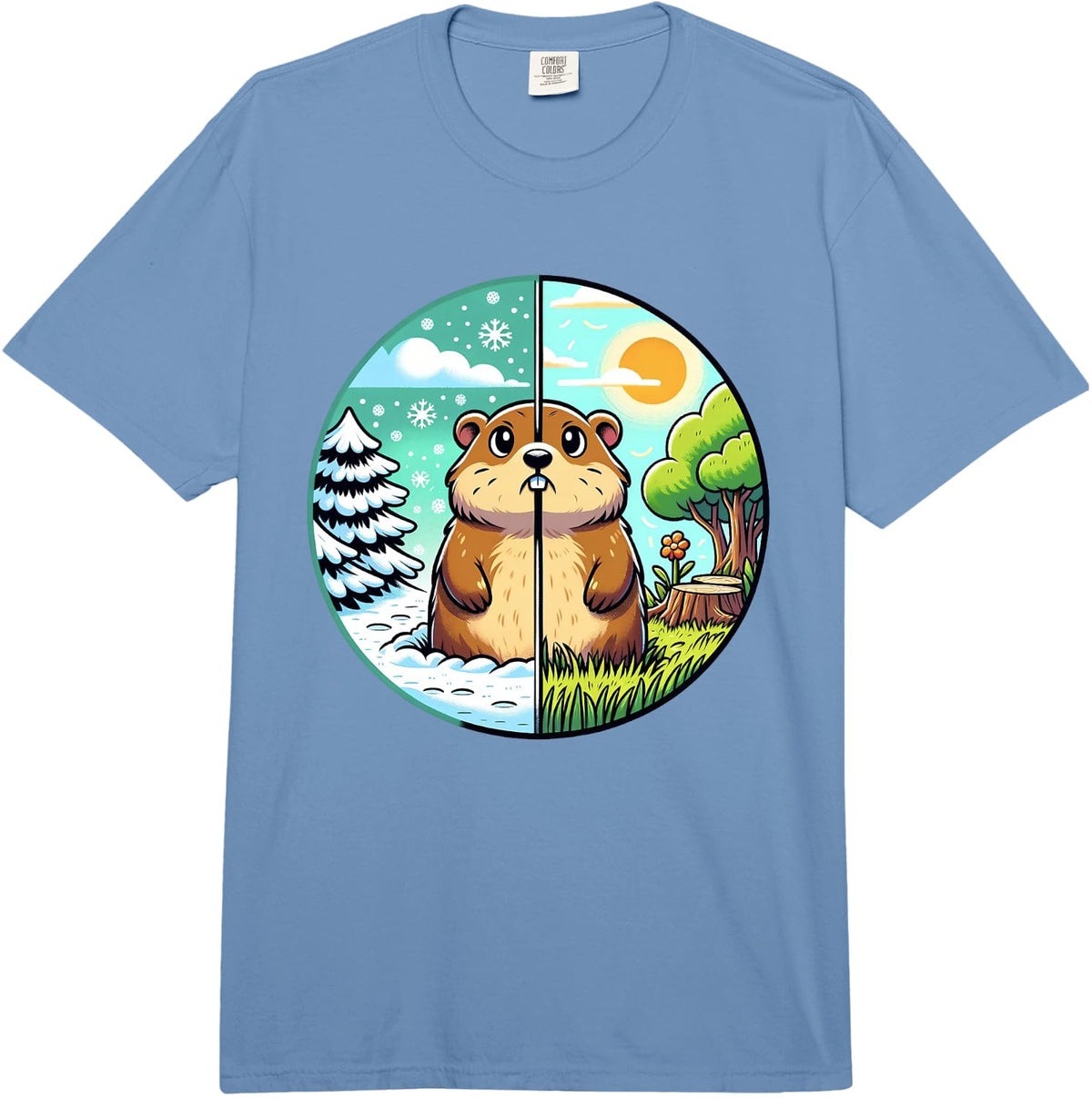 Winter or Spring Groundhog Day Comfort Colors Adult Heavyweight T-Shirt - Adult Unisex Deep Blue