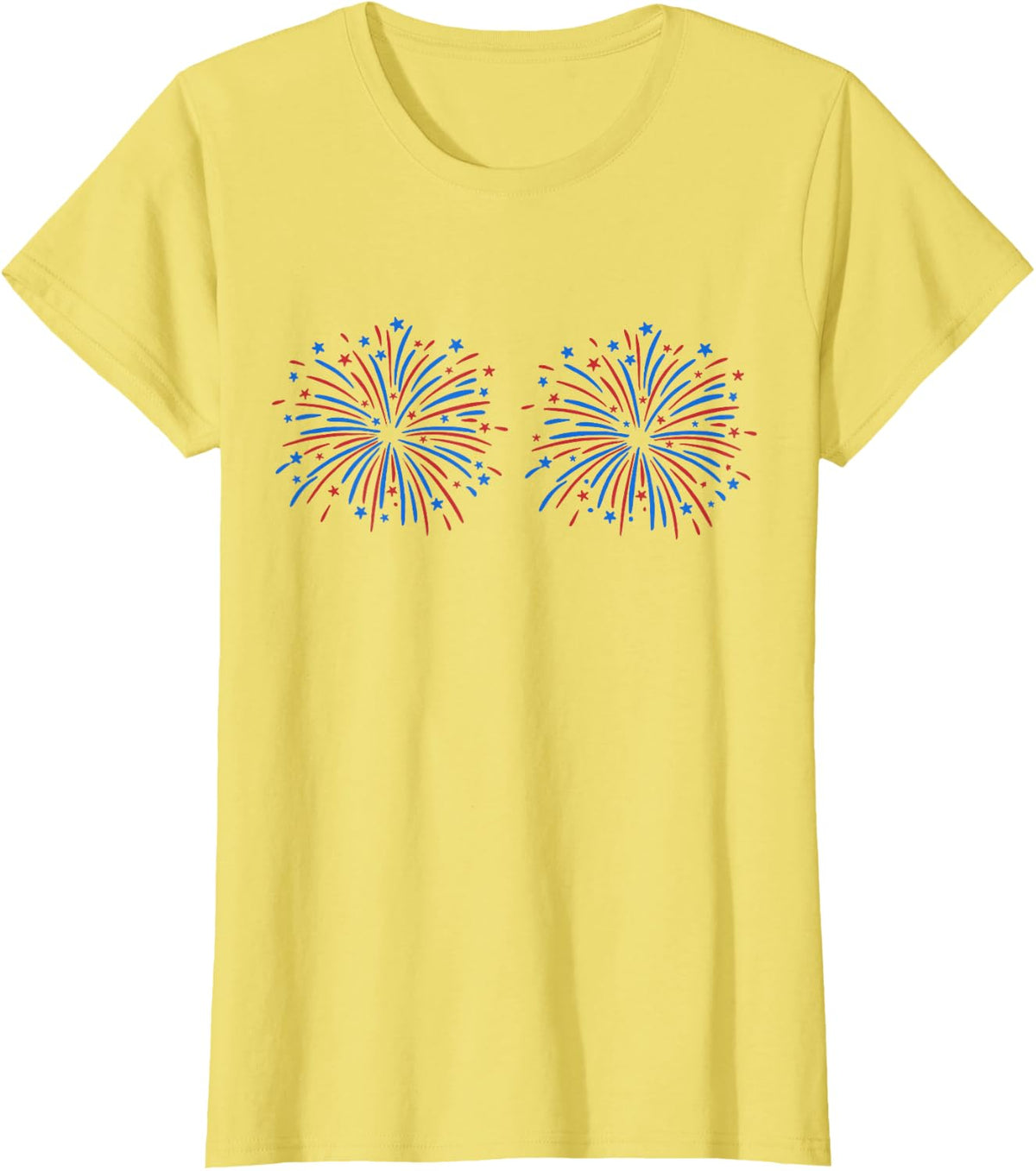 Funny I'm Just Here for The Fireworks 4th of July Couple T-Shirt - Lemon Yellow