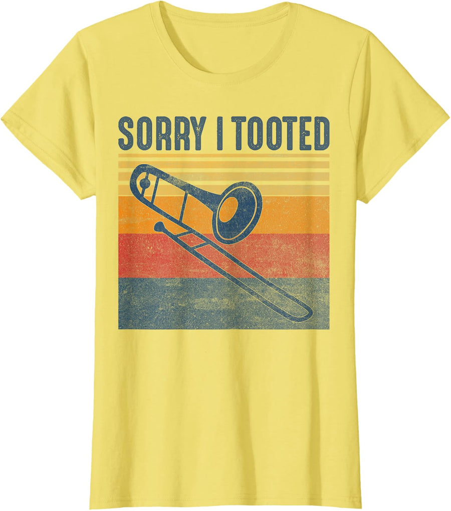 Funny Trombone Player Trombonist Sorry I Tooted Trombone Tees T Shirts For Men Women - Lemon Yellow