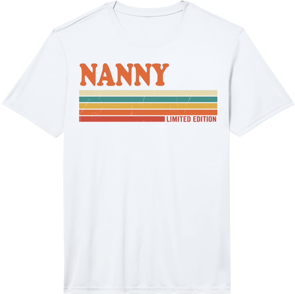 Nanny Retro Personalized First Name Vintage Stripes Performance T-Shirt - White